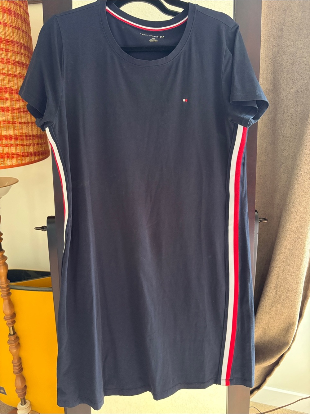 Tommy Hilfiger Navy Dress with Red and White Side Stripes